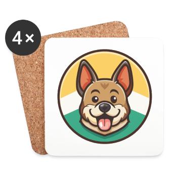 Magyar Agar Chien Race Drôle Dessin animé Kawaii Clipart - Dessous de verre (lot de 4) - blanc - Devant