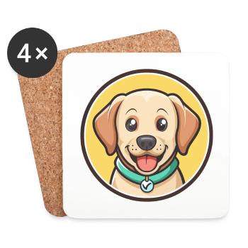 Labradinger Dog Breed Funny Cartoon Kawaii Clipart - Coasters (set of 4) - white - Front