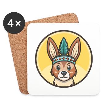 Hare Indian Dog Breed Funny Cartoon Kawaii Clipart - Coasters (set of 4) - white - Front
