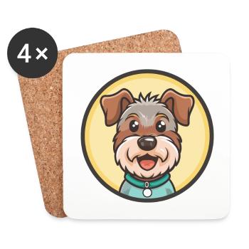 Lucas Terrier Chien Race Dessin animé Kawaii Clipart Animal de compagnie - Dessous de verre (lot de 4) - blanc - Devant