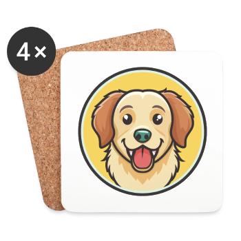 Hovawart Chien Race Coloré Dessin animé Kawaii Clipart - Dessous de verre (lot de 4) - blanc - Devant