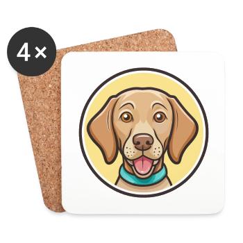 Ungarische Vizsla Hunderasse Cartoon Kawaii Clipart - Untersetzer (4er-Set) - Weiß - Vorne