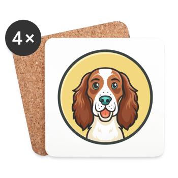 Irish Red And White Setter Dog Breed Funny Cartoon - Coasters (set of 4) - white - Front