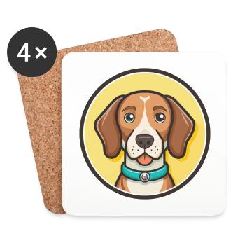Istrian Coarse Haired Hound Dog Breed Cartoon Pet - Coasters (set of 4) - white - Front