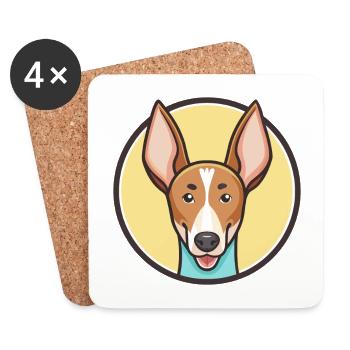 Ibizan Hound Hund Rasse Cartoon Kawaii Clipart Haustier - Untersetzer (4er-Set) - Weiß - Vorne