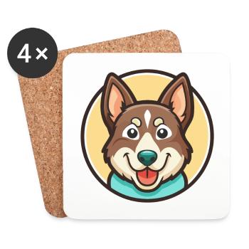 Lundehund Chien Race Dessin animé Kawaii Clipart Animal - Dessous de verre (lot de 4) - blanc - Devant