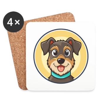 Jagdterrier Dog Breed Funny Cartoon Kawaii Clipart - Coasters (set of 4) - white - Front