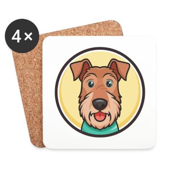 Terrier irlandais chien race dessin animé Kawaii Clipart animal de compagnie - Dessous de verre (lot de 4) - blanc - Devant