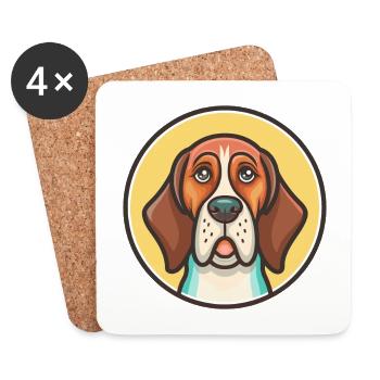 Majestic Tree Hound Dog Breed Funny Cartoon Kawaii - Coasters (set of 4) - white - Front