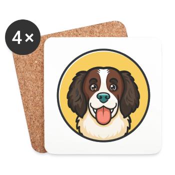 Landseer Chien Race Coloré Dessin animé Kawaii Clipart - Dessous de verre (lot de 4) - blanc - Devant