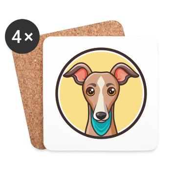 Italienischer Windhund Hunderasse Cartoon Kawaii Clipart - Untersetzer (4er-Set) - Weiß - Vorne