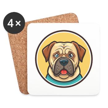 Kurdische Dogge Hunderasse Cartoon Kawaii Clipart - Untersetzer (4er-Set) - Weiß - Vorne