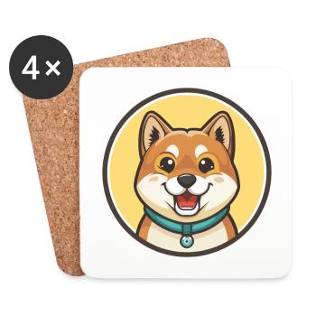 Kishu Ken Hunderasse Cartoon Kawaii Clipart Tier - Untersetzer (4er-Set) - Weiß - Vorne