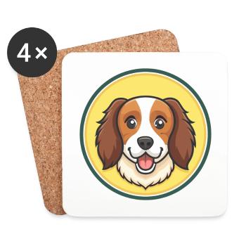 Kooikerhondje Dog Breed Cartoon Kawaii Clipart Pet - Coasters (set of 4) - white - Front