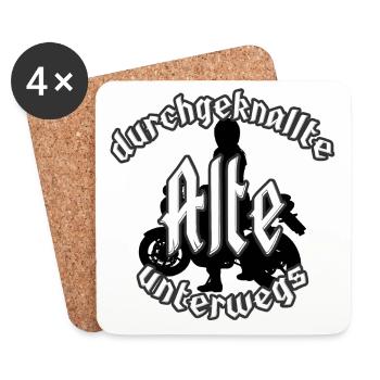 crazy old woman on the road - Coasters (set of 4) - white - Front