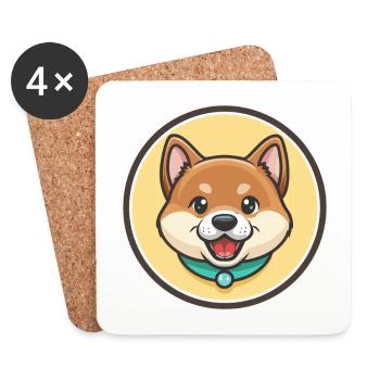 Jindo Dog Breed Cartoon Kawaii Clipart Animal Pet - Coasters (set of 4) - white - Front