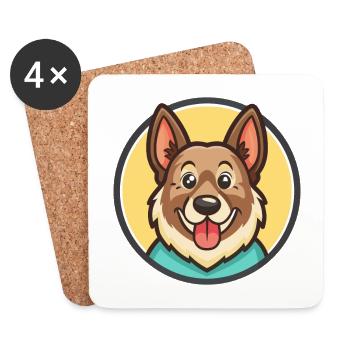 Karakachan Chien Race Dessin animé Kawaii Clipart Animal - Dessous de verre (lot de 4) - blanc - Devant