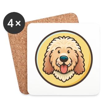 Komondor Hunderasse Bunte Karikatur Kawaii Clipart - Untersetzer (4er-Set) - Weiß - Vorne