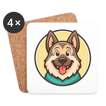 Karst Schäferhund Rasse Karikatur Kawaii Clipart - Untersetzer (4er-Set) - Weiß - Vorne