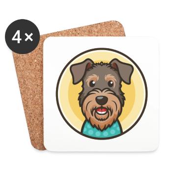 Kerry Blue Terrier Dog Breed Cartoon Kawaii - Coasters (set of 4) - white - Front
