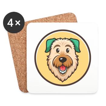 Irish Wolfhound Chien Race Dessin animé Kawaii Clipart - Dessous de verre (lot de 4) - blanc - Devant