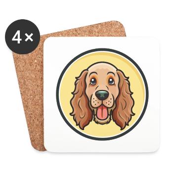 Irish Setter Dog Breed Cartoon Kawaii Clipart Pet - Coasters (set of 4) - white - Front