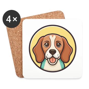 Kerry Beagle Chien Race Dessin animé Kawaii Clipart Animal de compagnie - Dessous de verre (lot de 4) - blanc - Devant