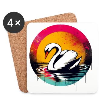 Schwan - Untersetzer (4er-Set) - Weiß - Vorne