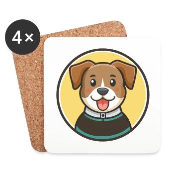 Pasteur Garafiano Race Chien Dessin animé Kawaii Clipart - Dessous de verre (lot de 4) - blanc - Devant