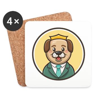 Chien de garde portugais race chien drôle dessin animé Kawaii - Dessous de verre (lot de 4) - blanc - Devant