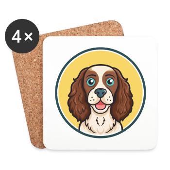 Pont Audemer Spaniel Dog Breed Cartoon Kawaii Pet - Coasters (set of 4) - white - Front