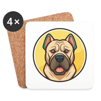 Presa Canario Chien Race Dessin animé Kawaii Clipart Animal de compagnie - Dessous de verre (lot de 4) - blanc - Devant