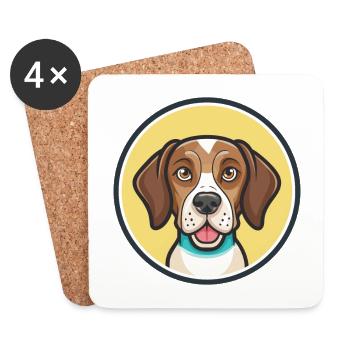 Portuguese Pointer Dog Breed Cartoon Kawaii - Coasters (set of 4) - white - Front