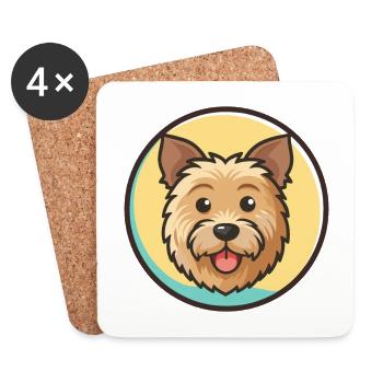 Norfolk Terrier Dog Breed Cartoon Kawaii Clipart - Coasters (set of 4) - white - Front