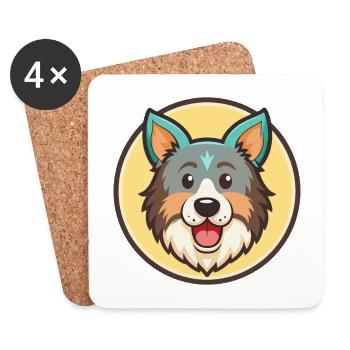 Vieux Gallois Gris Chien Chien Race Dessin Animé Kawaii - Dessous de verre (lot de 4) - blanc - Devant
