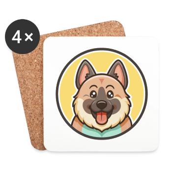 Norwegian Elkhound Dog Breed Cartoon Kawaii - Coasters (set of 4) - white - Front
