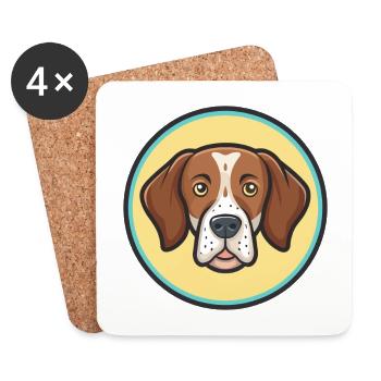 Old Spanish Pointer Dog Breed Funny Cartoon Kawaii - Coasters (set of 4) - white - Front
