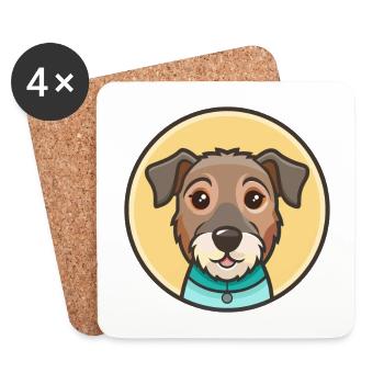 Patterdale Terrier Dog Breed Cartoon Kawaii - Coasters (set of 4) - white - Front