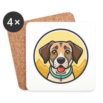 Mountain Cur Hund Rasse Cartoon Kawaii Clipart Haustier - Untersetzer (4er-Set) - Weiß - Vorne