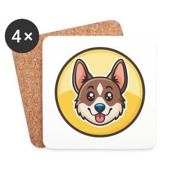Nouvelle-Zélande Race Chien Drôle Dessin Animé Kawaii Clipart - Dessous de verre (lot de 4) - blanc - Devant