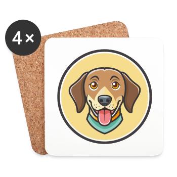 New Zealand Huntaway Dog Breed Cartoon Kawaii Pet - Coasters (set of 4) - white - Front