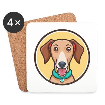 Mudhol Hound Chien Race Dessin animé Kawaii Clipart Animal de compagnie - Dessous de verre (lot de 4) - blanc - Devant