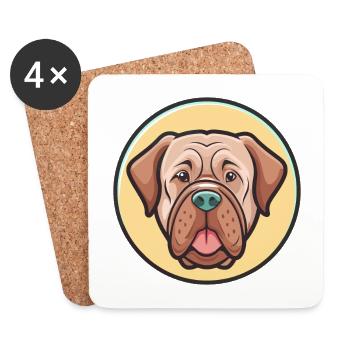 Dogue napolitain Chien race dessin animé Kawaii - Dessous de verre (lot de 4) - blanc - Devant
