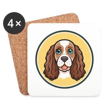 Picardy Spaniel Dog Breed Cartoon Kawaii Clipart - Coasters (set of 4) - white - Front