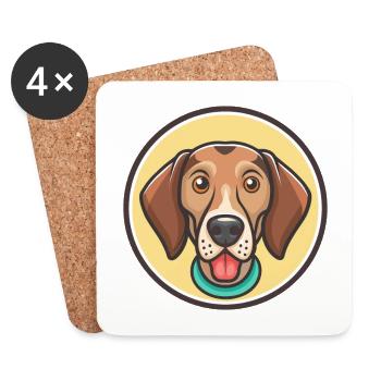 Plott Hound Hund Rasse Lustige Karikatur Kawaii Clipart - Untersetzer (4er-Set) - Weiß - Vorne