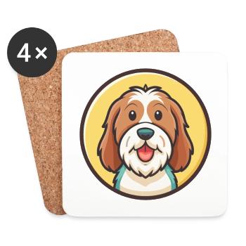 Petit Basset Griffon Vendéen Chien Race Dessin Animé Animal - Dessous de verre (lot de 4) - blanc - Devant