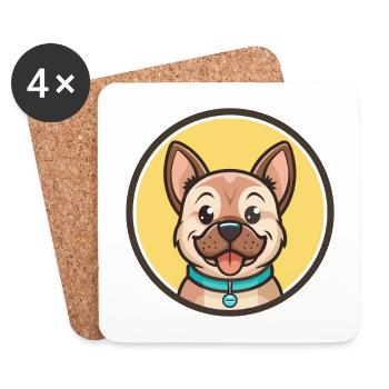 Poitevin Chien Race Coloré Dessin Animé Kawaii Clipart - Dessous de verre (lot de 4) - blanc - Devant