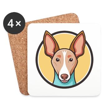 Podenco Andaluz Hunderasse Cartoon Kawaii Clipart - Untersetzer (4er-Set) - Weiß - Vorne