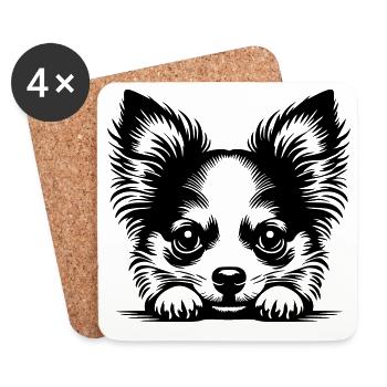 Chihuahua Head with Poten - Coasters (set of 4) - white - Front