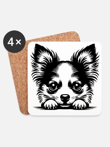 Chihuahua Kopf mit Poten - Untersetzer (4er-Set) - Weiß